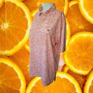 Vineyard Vines Performance Salmon‎ and White Striped Polo Size Medium
